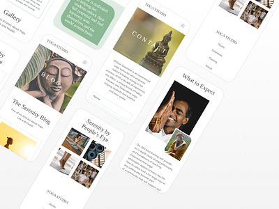 Yoga Studio website Mobile version adaptive aesthetic app body care clean concept design figma green health leaves meditation mobile relax tidy yoga zen