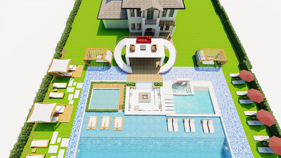 Swimming Pool with Landscape Design 3d architecture 3d modeling 3d render 3d visualization architectural design backyard design landscape architecture landscape design pool design realistic render swimming pooldesign