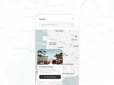 Map Concept UI Design | Navigation App | Hotel Booking Platform airbnb cab booking hotel app ui design hotel booking app hotel booking map ui design hotel booking platform hotel finding ui design location app map design map ui map ui design mobile app mobile app ui design navigation app taxi booking ui design