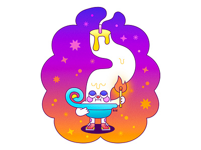Peachtober23: Candle anxious burnt out candle candle holder character character design colorful concept cute design fire flat illustration illustrator nervous night sky stars story vector