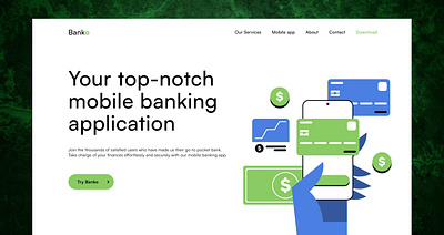 Banko - Fintech App Exploration design exploration figma inspiration landing page ui