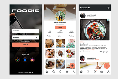 Foodie app design branding ui ux