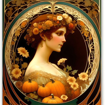 Pumpkin - AI - Art Nouveau - E 3d animation branding graphic design logo motion graphics pumpkin ai art nouveau e ui