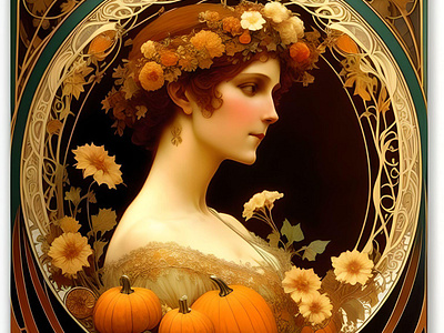 Pumpkin - AI - Art Nouveau - E 3d animation branding graphic design logo motion graphics pumpkin ai art nouveau e ui