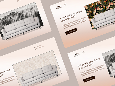 First screen options for a home decoration store branding color design illustration logo ui ux