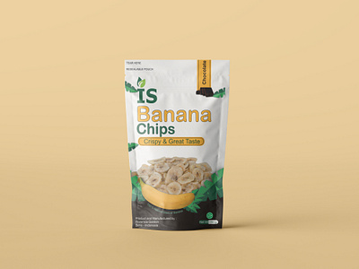 Is Banana Chips | Pouch Design box design branding design graphic design label design packaging design pouch