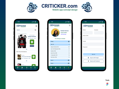Criticker.com Mobile App Concept Design app challenge concept design figma graphic design mobileapp typography ui ux