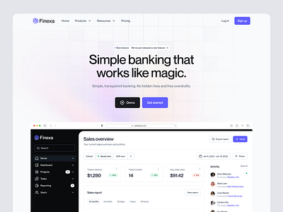 Finexa – Landing Page banking app brand branding clean concept design digital digital banking fintech app graphic design landing page logo minimal money ui ux web web design web page website