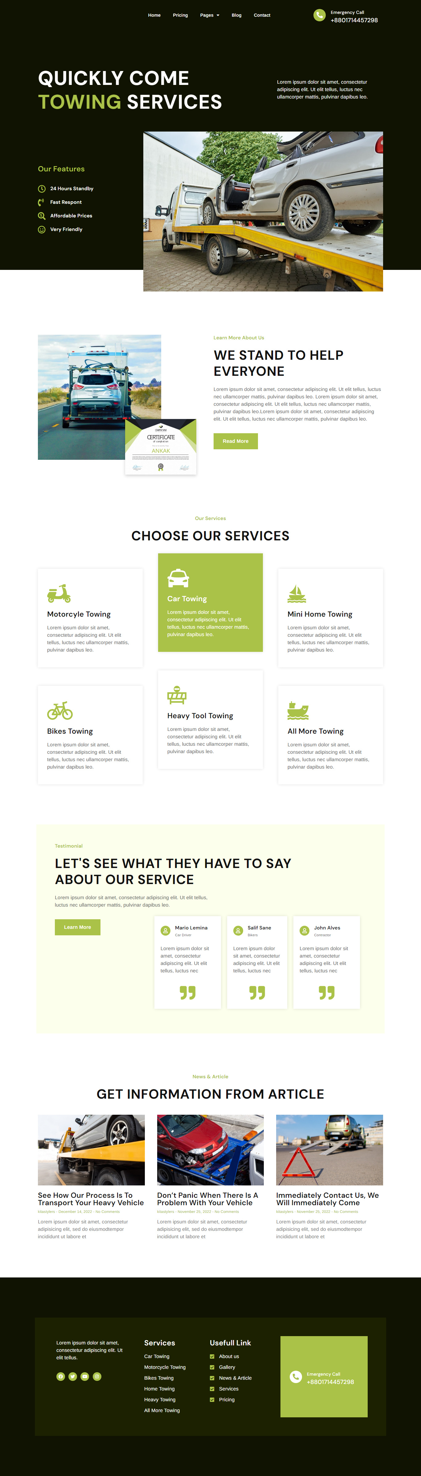 Towing Services WordPress Website design designer development elementor pro elementor website figma landingpage professional reposnsive website services website towing sevices ui ui design ux ui web design website design wordpress wordpress elementor wordpress landing wordpress website