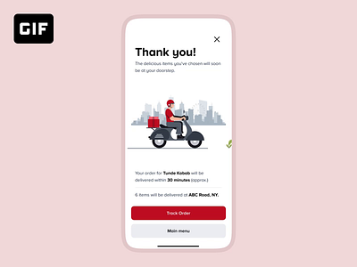 Animation - Order Successful animation app cart checkout delivery design food lottie minimal mobile motion online order payment popup success ui ux vector website