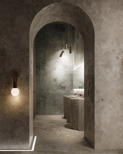 Wash concept concrete molds for bathroom 3d interior