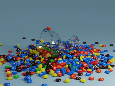 A thousand m&m's rained on a Glass c animation candy industrialdesign keyshot simulation sweet visualization
