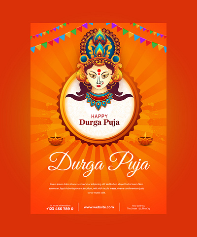 Durga puja poster branding crad desgin durga puja graphic design illustration