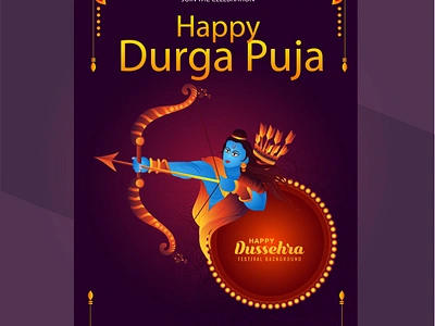 Happy durga puja poster animation branding crad desgin design graphic design illustration ux vector