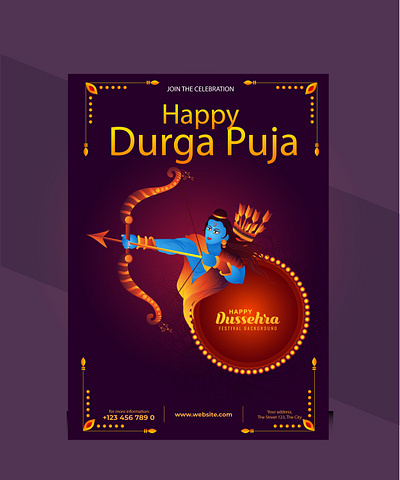 Happy durga puja poster animation branding crad desgin design graphic design illustration ux vector