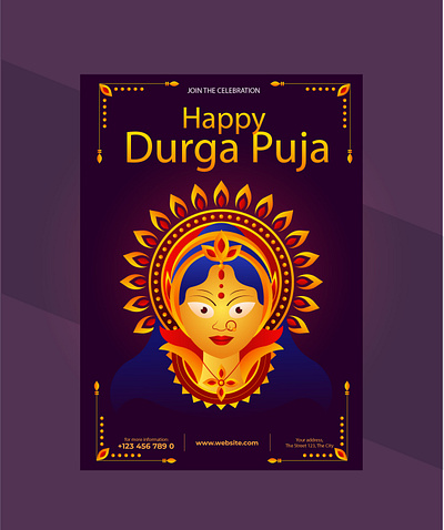 Durga puja poster graphic design illustration