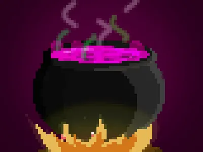 Pick Your Poison 2d after effects animated animation cauldron fire halloween illustration motion graphics pixel art poison spooky witch