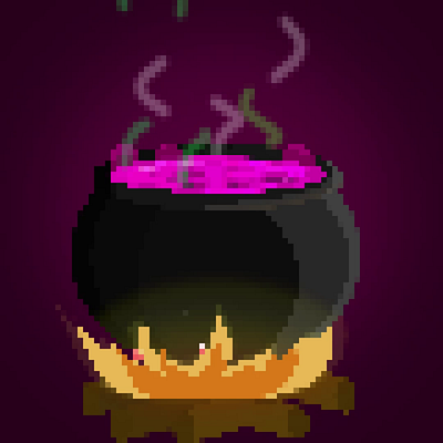 Pick Your Poison 2d after effects animated animation cauldron fire halloween illustration motion graphics pixel art poison spooky witch