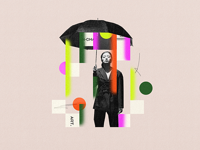 Alexa, play Umbrella by Rihanna collage collage art illustration mixed media rain umbrella