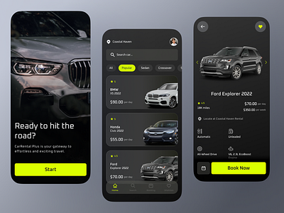 Car Rental - Mobile App app car clean dark mode design futuristic lux mobile modern rental ui ux