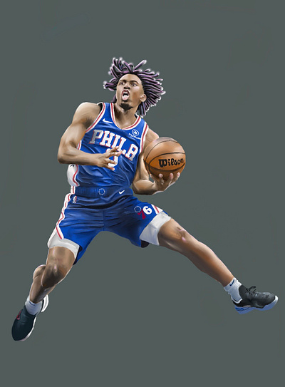 The 76ers series: Tyrese Maxey basketball illustration nba procreate tyrese maxey