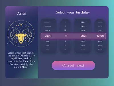 UI Design Challenge — selectors game design gamification horoscope selector ui design challenge web design
