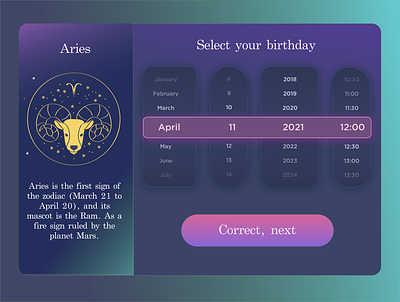 UI Design Challenge — selectors game design gamification horoscope selector ui design challenge web design