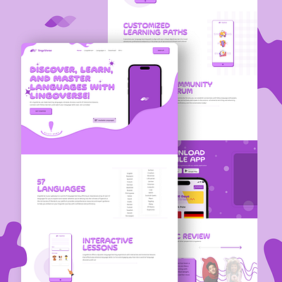 lingoVerse - A language learning platform 3d animation branding design education graphic design logo typography ui ux vector