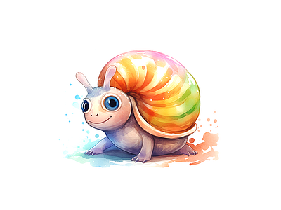 Cute Snail with Big Round Eyes kids art