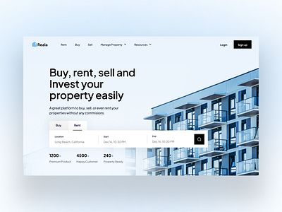 Reala - Real estate Agency Landing page Website apartment design figma freelance kachdev landing page product design prop tech property real estate real estate agency realtor ui ui design web design