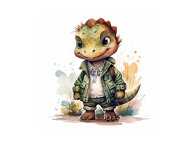 Cute Dinosaur Smilling illustration dress up