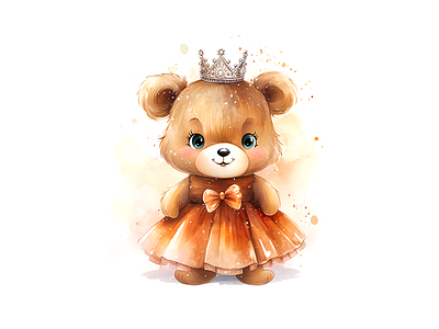 Cute Chibby Bear wearing a Crown crowned bear