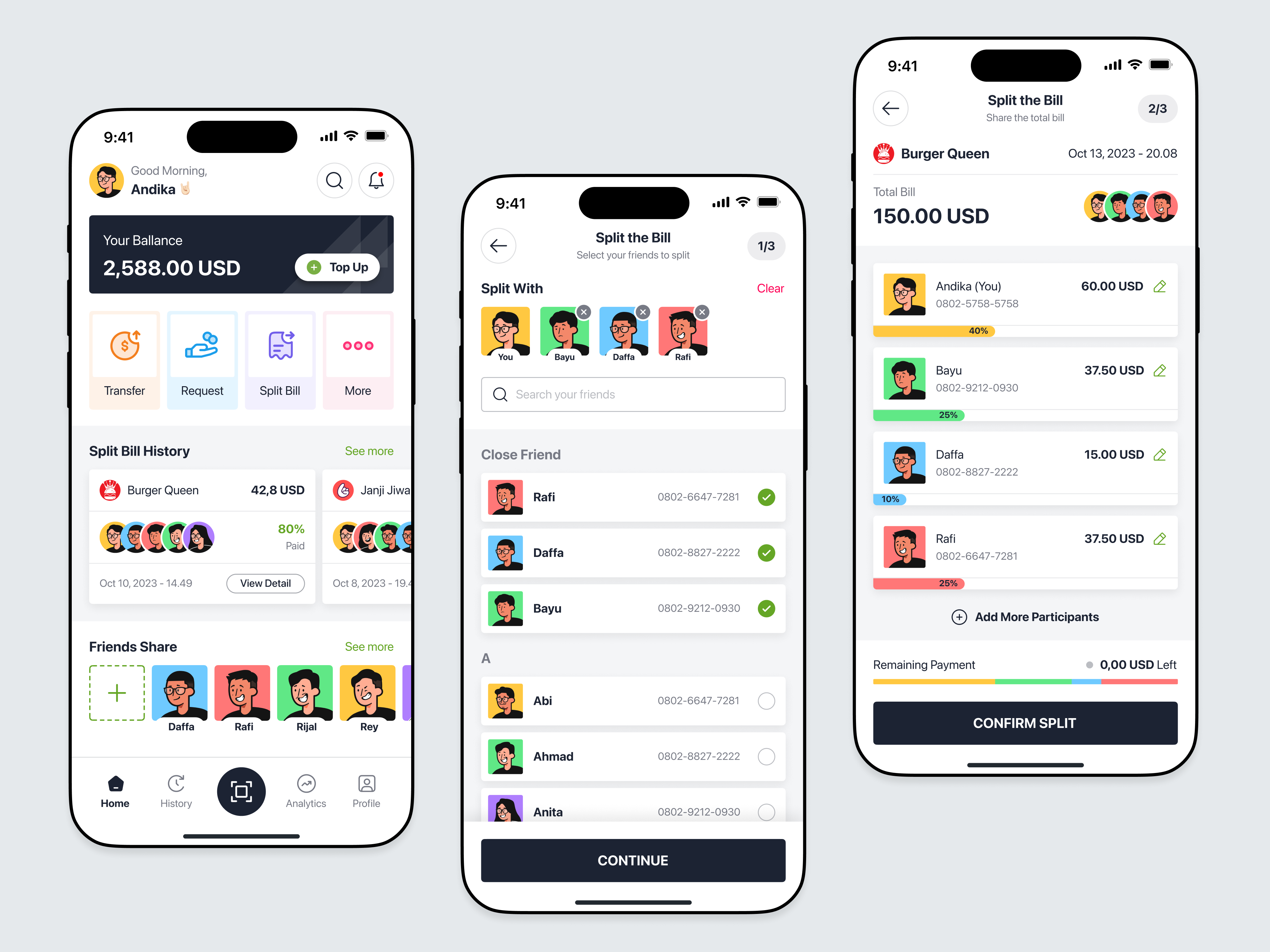 Split Bill Mobile App app bills clean contact design finance financial interface invoice ios mobile mobile app pay payment split split bill split bill app splitscreen ui ux