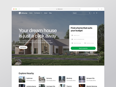 Dihome - Properties Landing Page apartment architecture building clean company profile design home home page house landing page properties property design real estate real estate agency rent ui web web design website website design