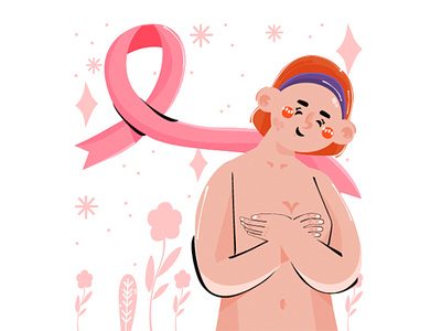 Breast Cancer Awareness Month Illustration awareness breast campaign cancer celebration education event heart illustration ribbon vector woman