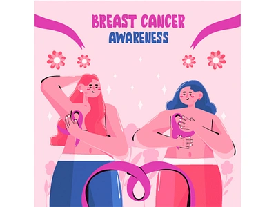 Breast Cancer Awareness Month Celebration awareness breast campaign cancer celebration event health heart illustration ribbon vector woman