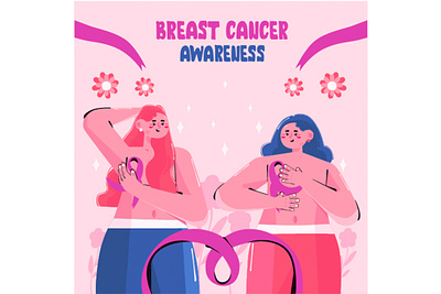Breast Cancer Awareness Month Celebration awareness breast campaign cancer celebration event health heart illustration ribbon vector woman