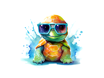 Cute and Adorable Turtle Wearing Glases joyful