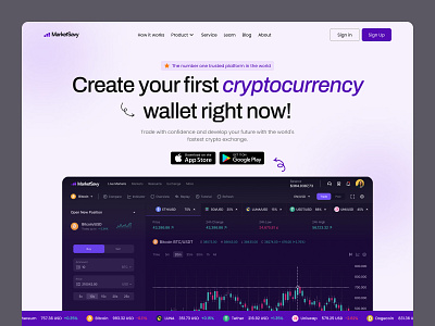 Crypto Trading Landing Page bitcoin blockchain crypto cryptocurrency currency exchange finance fintech homepage invest investment landing page mining trading ui uiux wallet web design