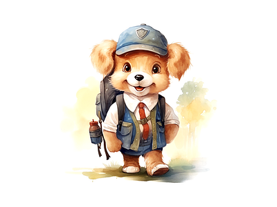 Cute Dog Wearing School Clothes joyful