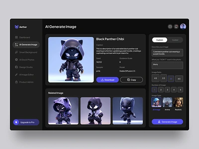 Aether - AI Generate Image ai ai generate image artifical intellegence black panther clean design generator ai image ai minimalist product design ui design uiux