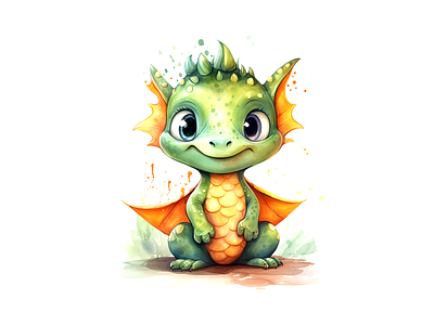 Cute Baby Dragon Smilling joyful