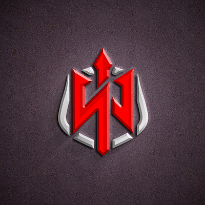 initial letter W combination with trident 3d esports gaming graphic design initial modern monogram