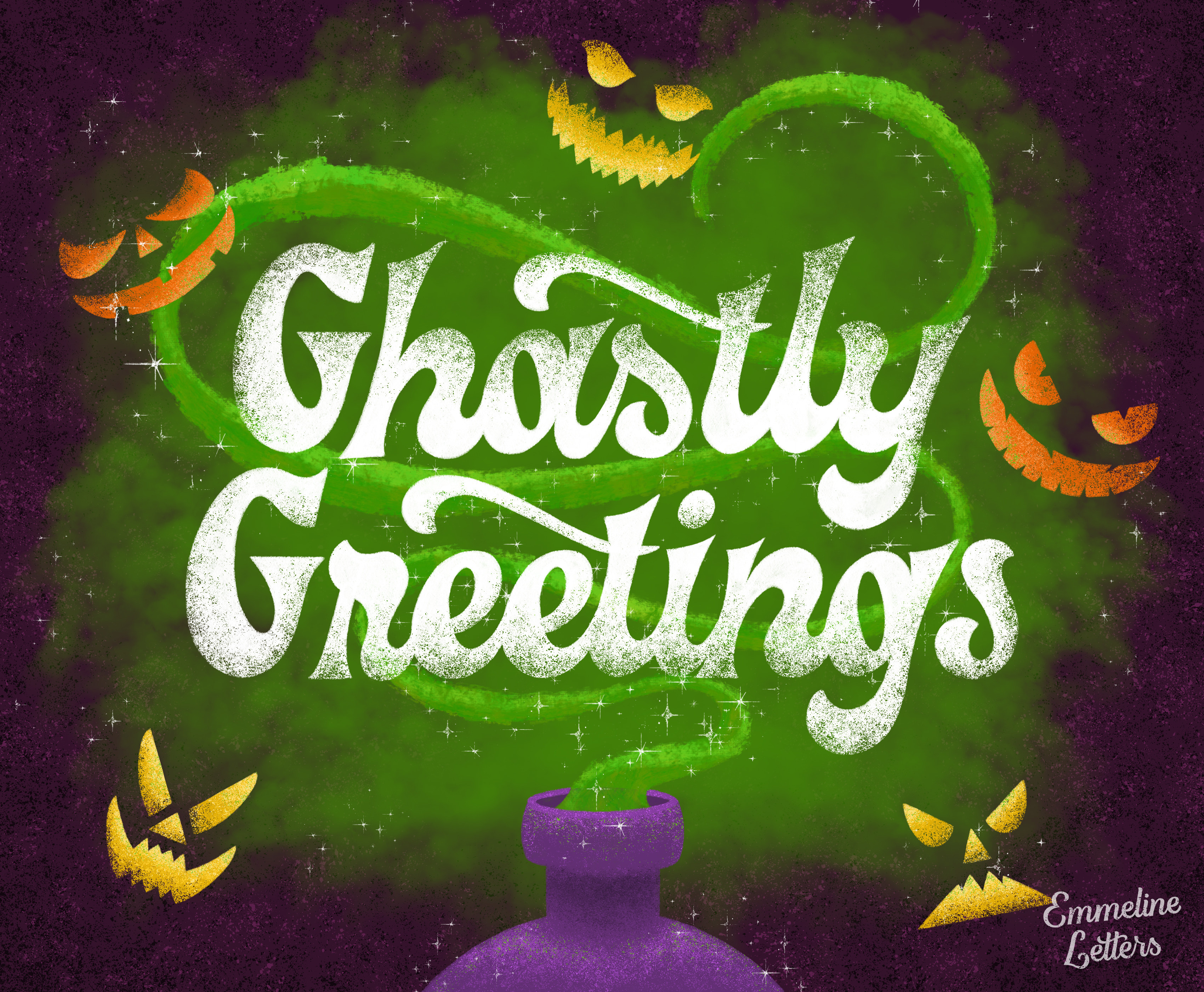 Ghastly Greetings animation design halloween hand lettering illustration lettering motion graphics script type typography