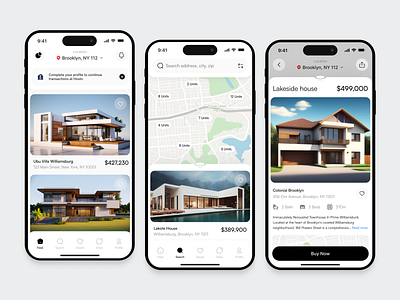 Hosin - Real Estate Mobile App appartment clean design home house mobile mobile app mobile design properties property real estate real estate mobile app realestate rental residence ui