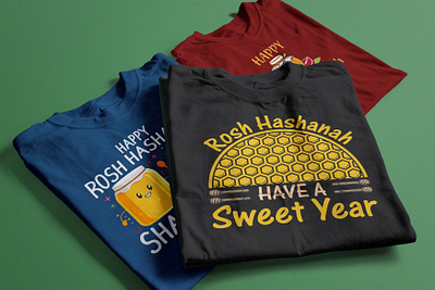 Rosh Hashanah T-Shirt Design Bundle bee design fashion graphic design holiday honey illustration rosh hashanah sweet t shirt t shirt design typography