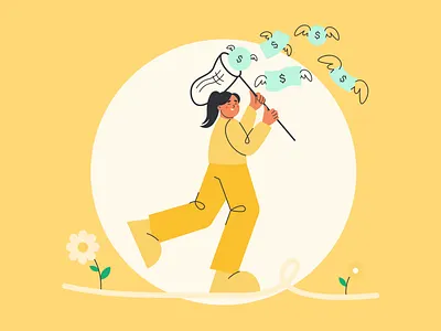 Famly illustration concept [4] blog business illustration catching character currency dept collection finances financing flat human illustration invoicing money moneybirds payments saas salary