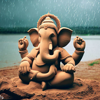 Lord Ganesha | Sand Sculpture | tracingflock amazing photography artificial intelligence ganesh chaturathi lord ganesha monsoon nature pic of the day rainy day sand sculpture tracingflock