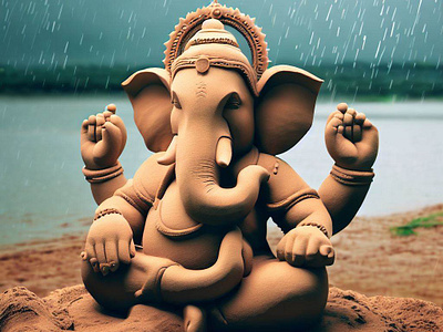 Lord Ganesha | Sand Sculpture | tracingflock amazing photography artificial intelligence ganesh chaturathi lord ganesha monsoon nature pic of the day rainy day sand sculpture tracingflock