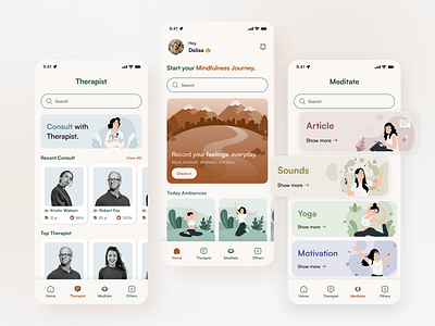 Main Feature - Djiva Meditation Apps app calm design djiva happy homescreen illustration meditate meditation mindfulness mobile onboarding relax ui uidesign